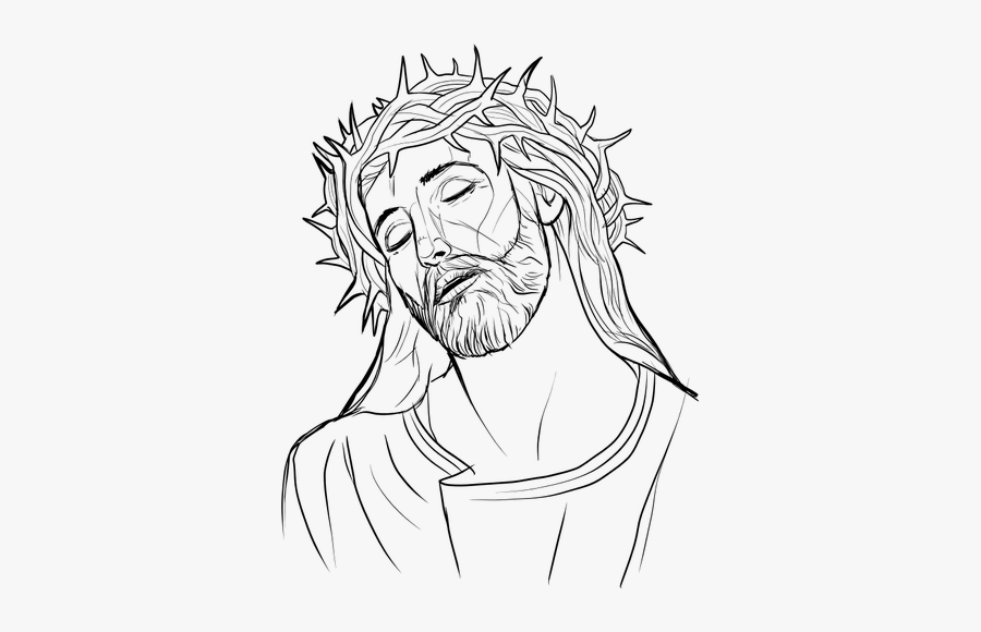 Jesus Christ Outline Illustration - Crowning With Thorns Drawing, Transparent Clipart
