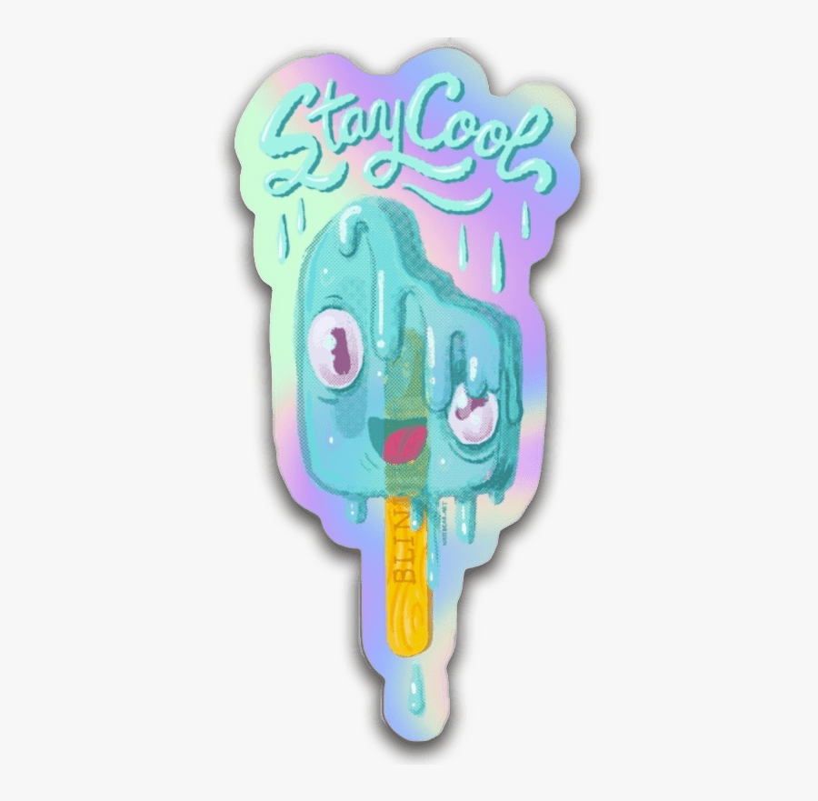 Stay Cool Popsicle Holographic Vinyl Sticker - Cartoon, Transparent Clipart