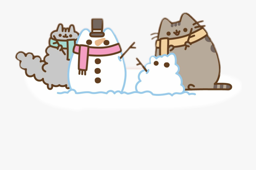 Pusheen And Her Sister Stormy Build A Snowman^^ - Draw Pusheen And Stormy, Transparent Clipart