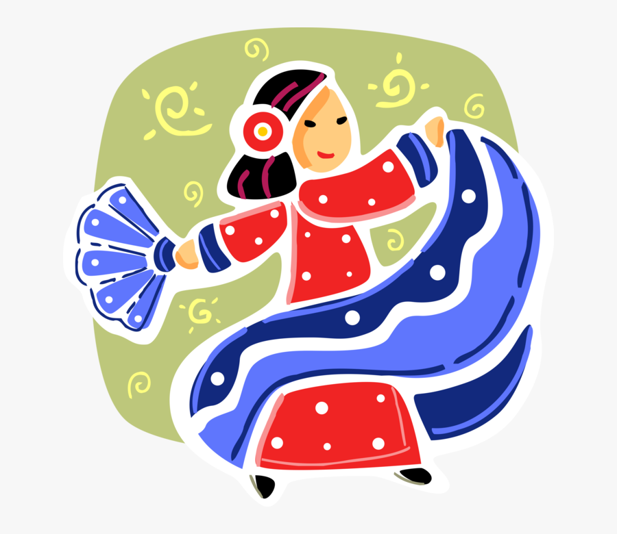 Vector Illustration Of Spanish Flamenco Dancer Dancing - Hispanic Culture Clipart, Transparent Clipart