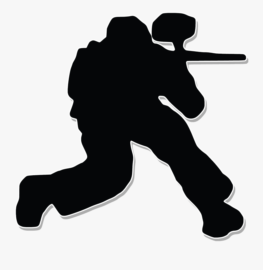 Pro Paintball Shop Silhouette Paintball Guns Stencil - Paintball Player Silhouette Hd, Transparent Clipart