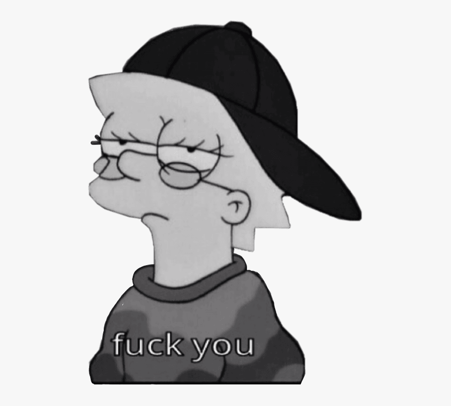 Fuck You Lisa Simpson Simpsons Freetoedit - Black And White Lisa Simpson, Transparent Clipart