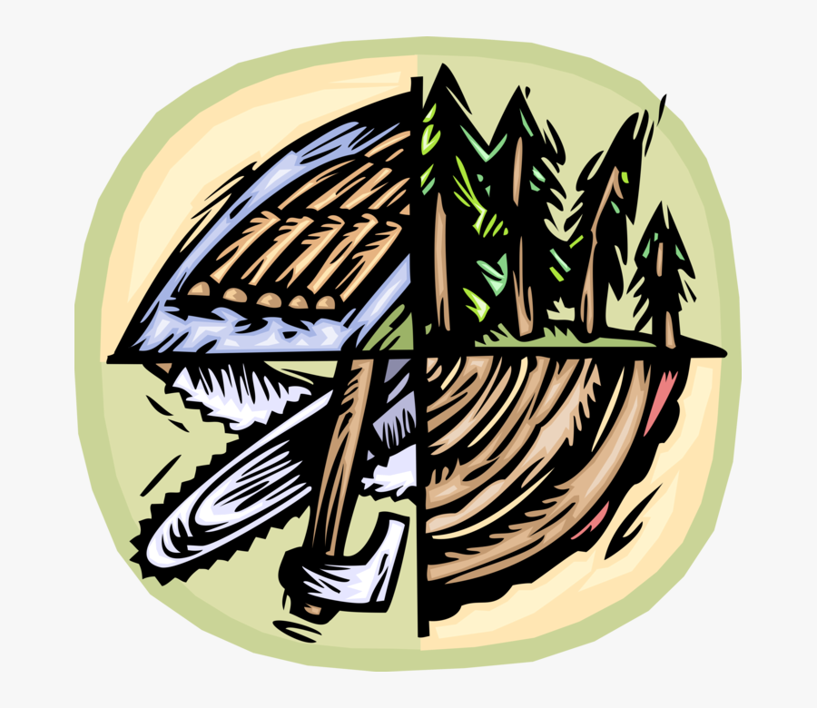 Vector Illustration Of Forestry Industry Timber Logging - Illustration, Transparent Clipart