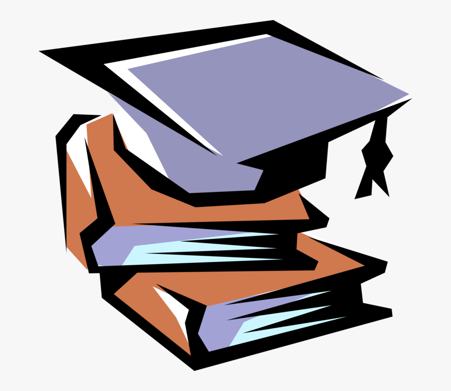 Vector Illustration Of Books With Commencement Graduation - Inferred Evaluative And Literal, Transparent Clipart
