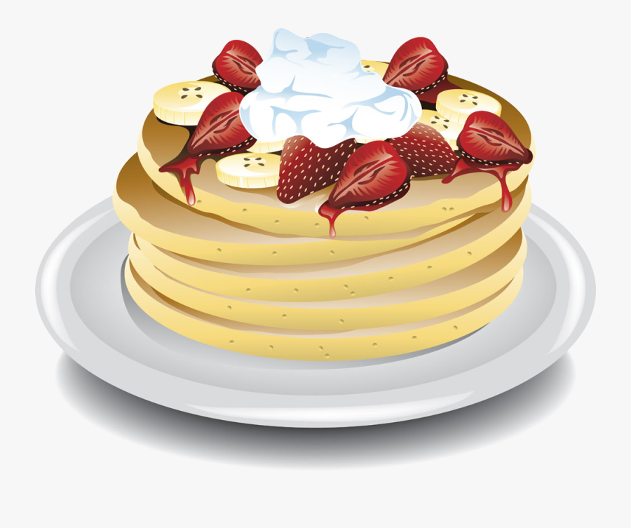 Ice Cream Banana Strawberry - Pancake With Strawberries Cartoon, Transparent Clipart
