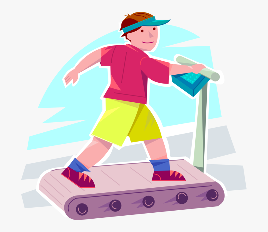 Vector Illustration Of Boy Running On Treadmill For - Criança Correndo Na Esteira, Transparent Clipart