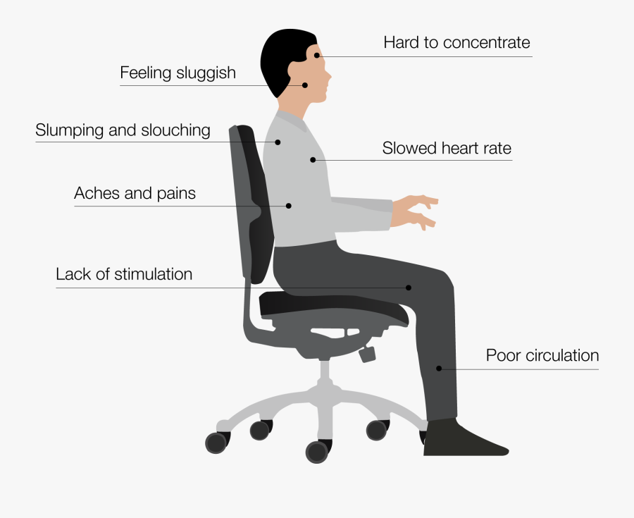 Illustration Of A Man Sitting On Chair - Correct Chair Posture, Transparent Clipart