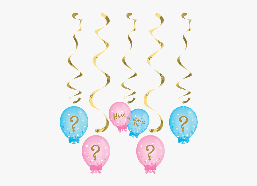 Gender Reveal Balloons Dizzy Danglers Hanging Swirls - Decorazioni Compleanno Nero Dorato, Transparent Clipart