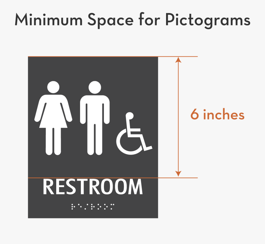 Minimum Space Dimensions For Pictograms On Ada Signs - All Gender Restroom Sign California, Transparent Clipart