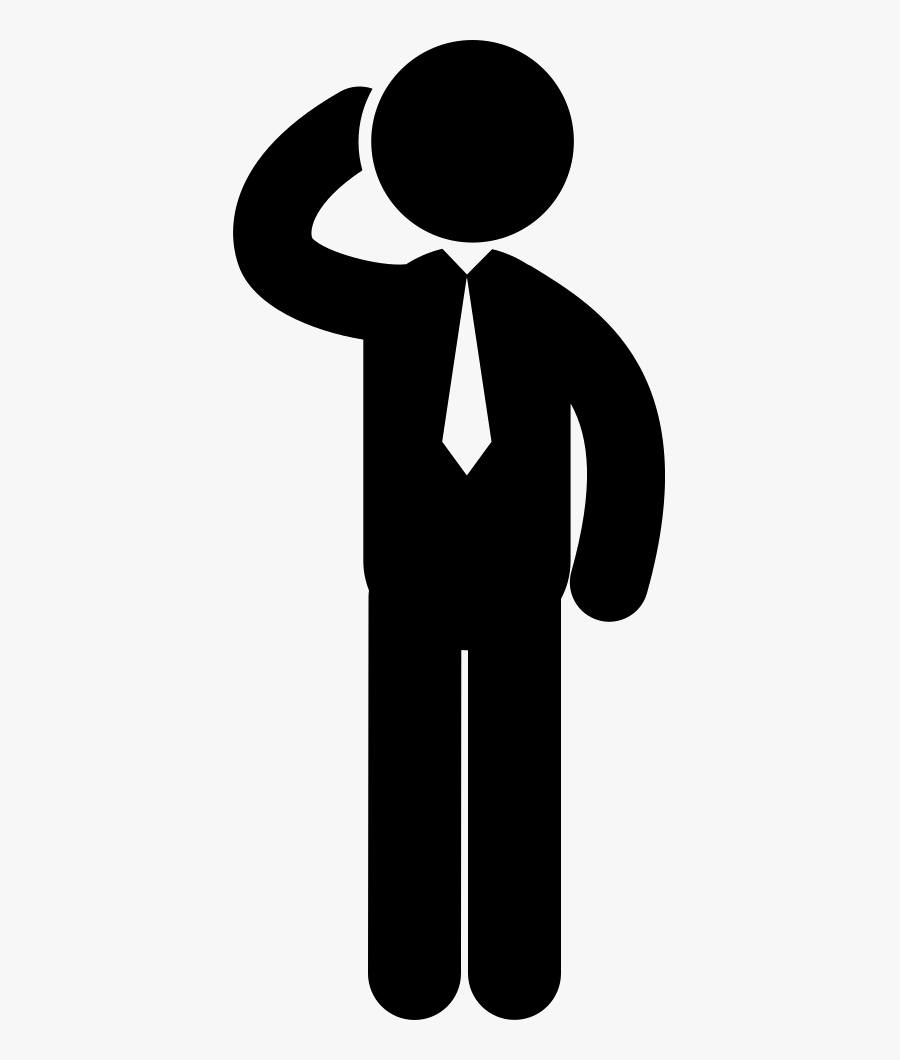 Standing Businessman Thinking With His Right Hand On - Man With Tie Icon, Transparent Clipart