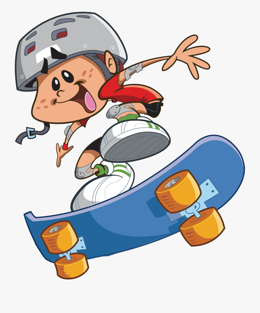 Cartoon Clip Art Skateboard Boy Transprent - Skateboard Kid Clipart, Transparent Clipart