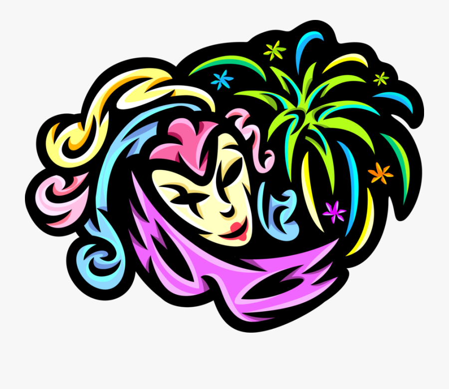 Vector Illustration Of New Orleans Mardi Gras, Shrove - Illustration, Transparent Clipart