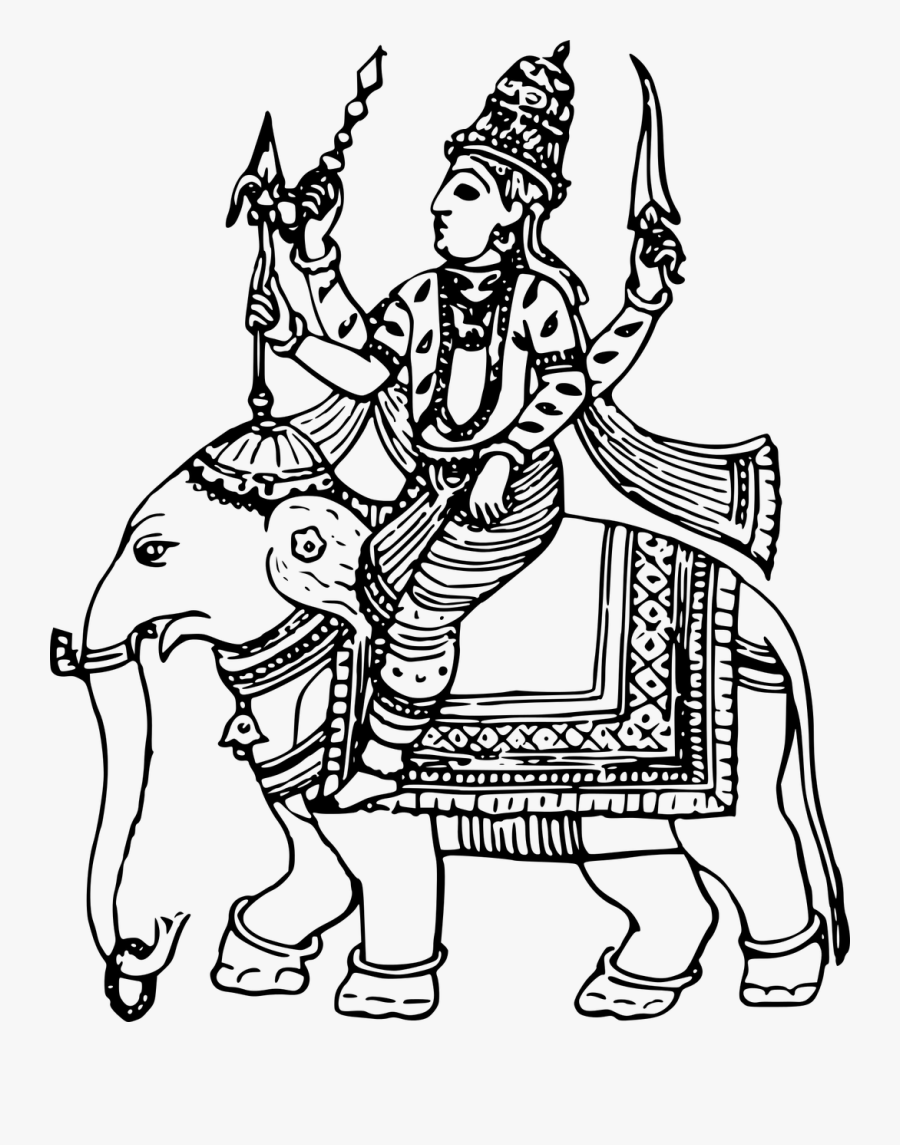 Deity God Hindu Free Picture - Indra Black And White, Transparent Clipart