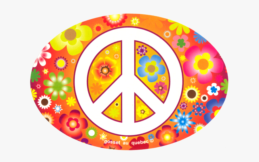 Peace Sign Over Hippie Flowers - International Peace Day 2019, Transparent Clipart