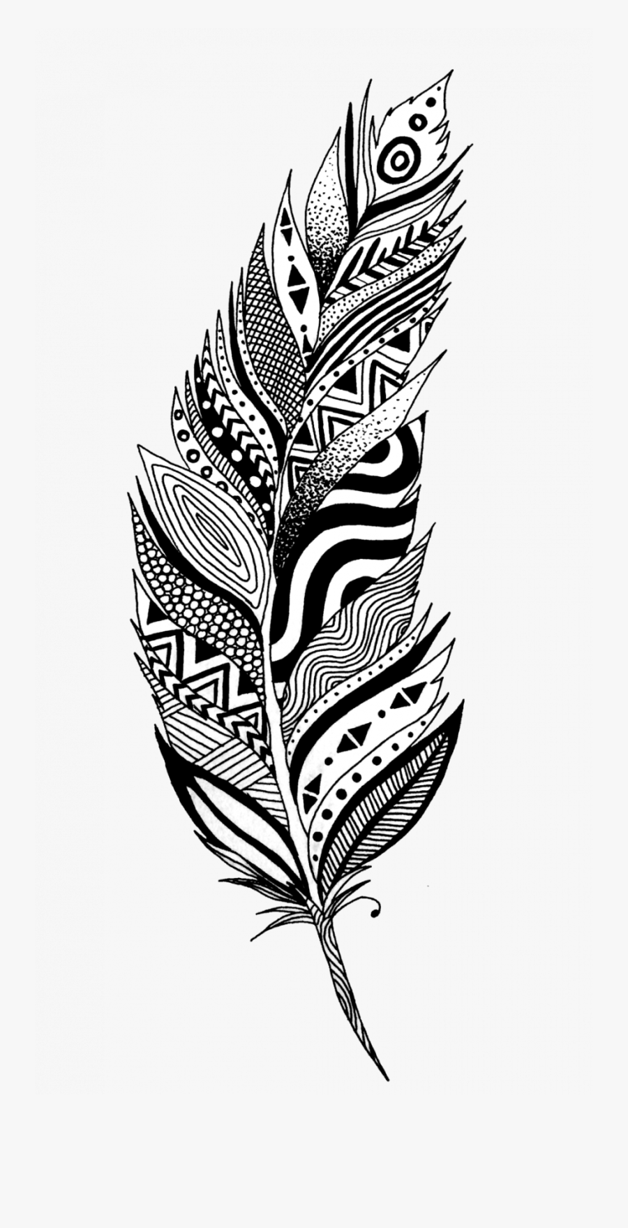 Black And White Feather Png, Transparent Clipart