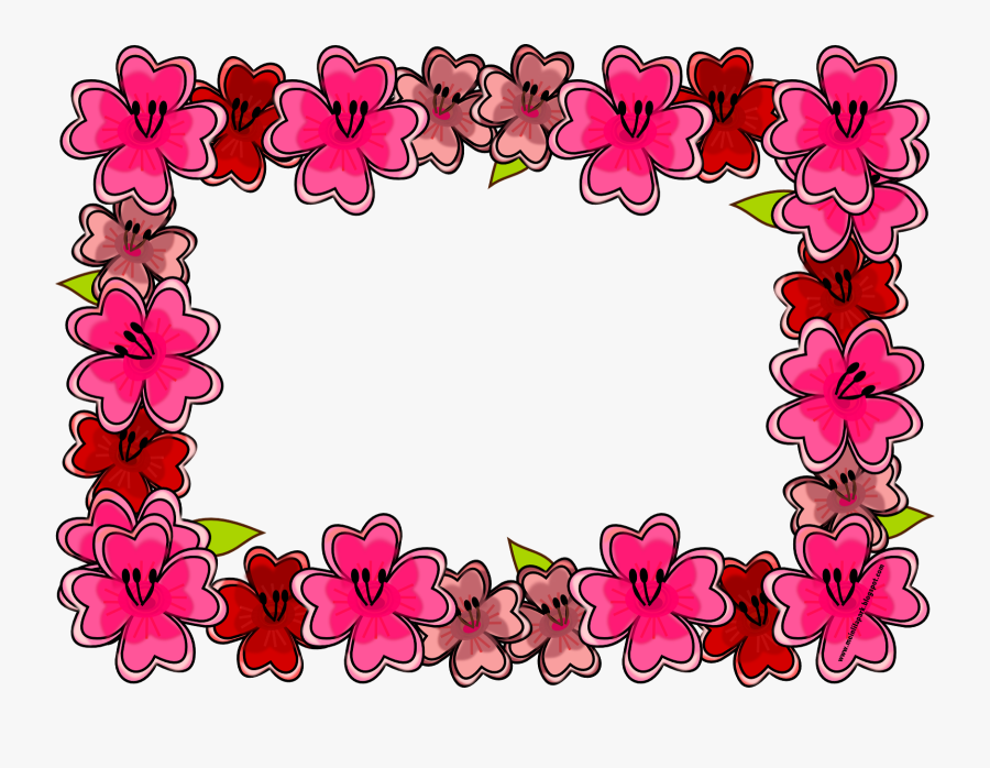 Free Digital Bright Flower Frame Png And Journaling - Pink Flower Frame Designs Png, Transparent Clipart