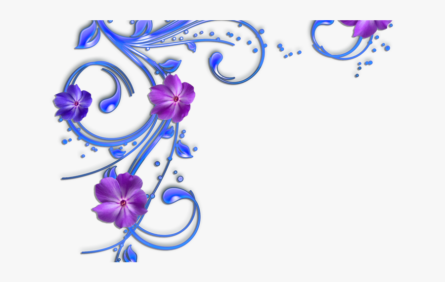 Blue Flower Corner Borders - Purple Flower Border Png, Transparent Clipart