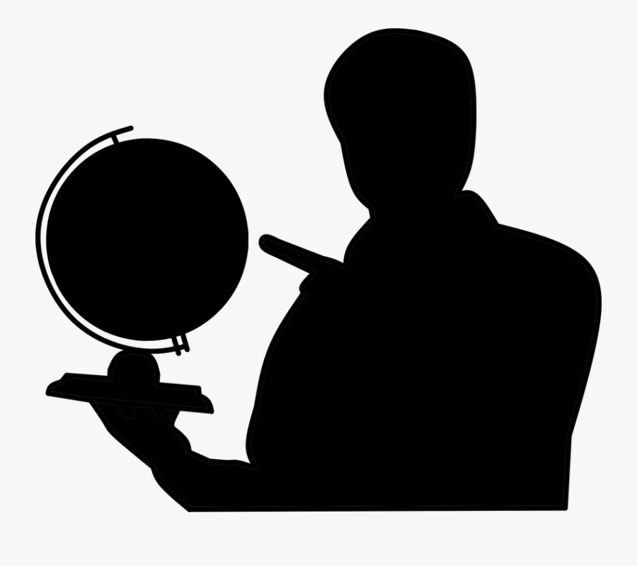 Teacher, Geographic, Man, Pointing, Globe, Hand, Cutout - Teacher Silhouette No Background, Transparent Clipart