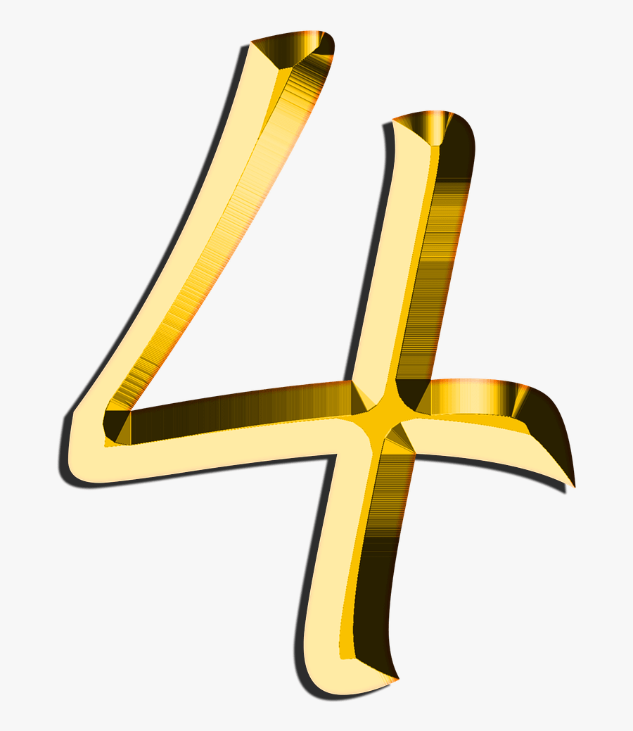 Golden Number - Number 4 Gold Png, Transparent Clipart