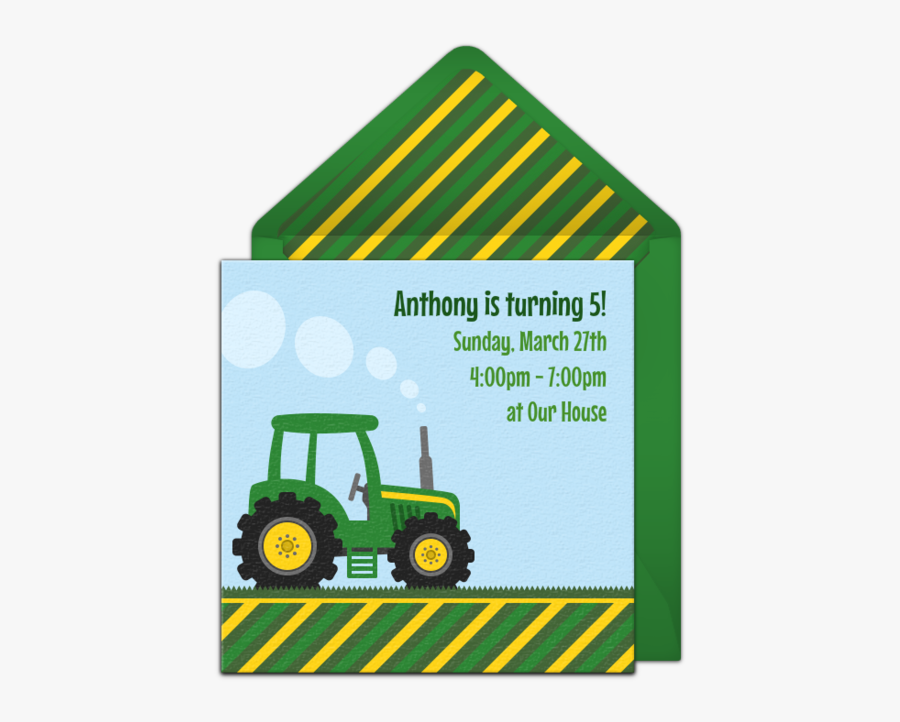 Tractor Theme Birthday Invitation, Transparent Clipart