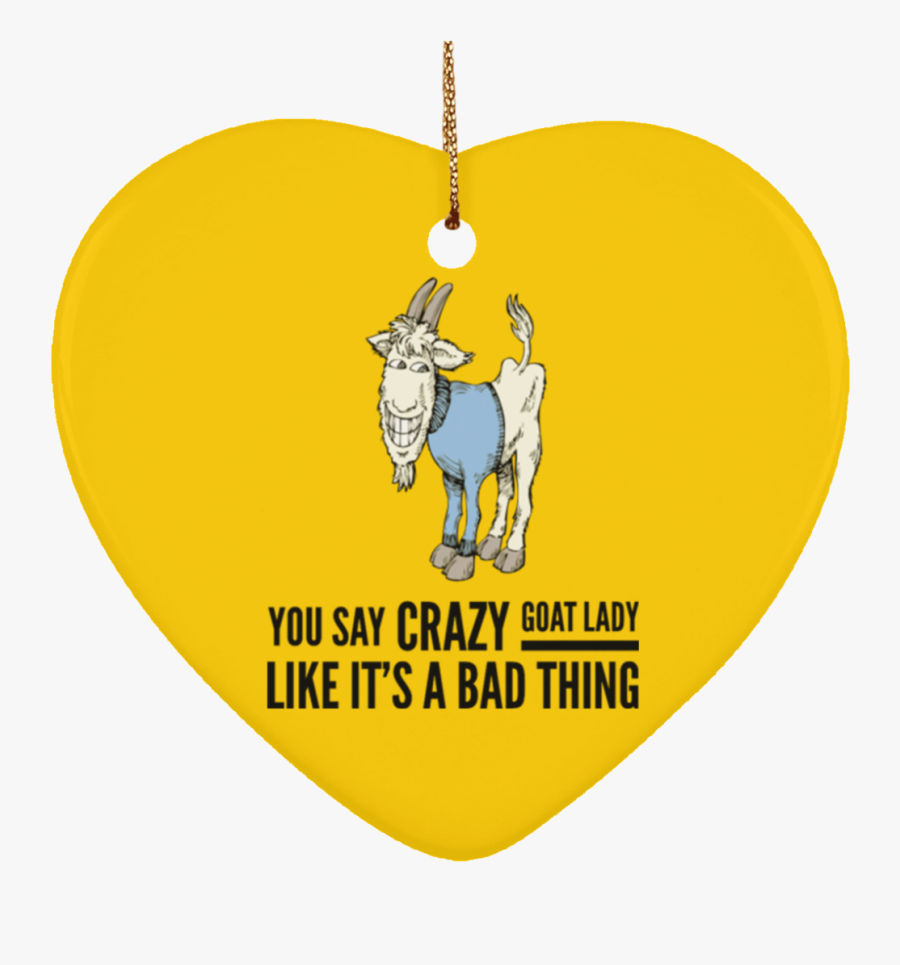 Crazy Goat Lady Christmas Ornament Ceramic Heart - Illustration, Transparent Clipart