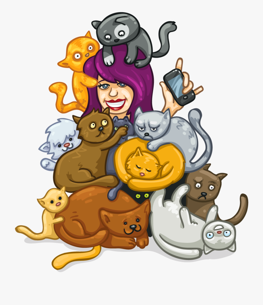 Crazy Cat Lady Clipart, Transparent Clipart