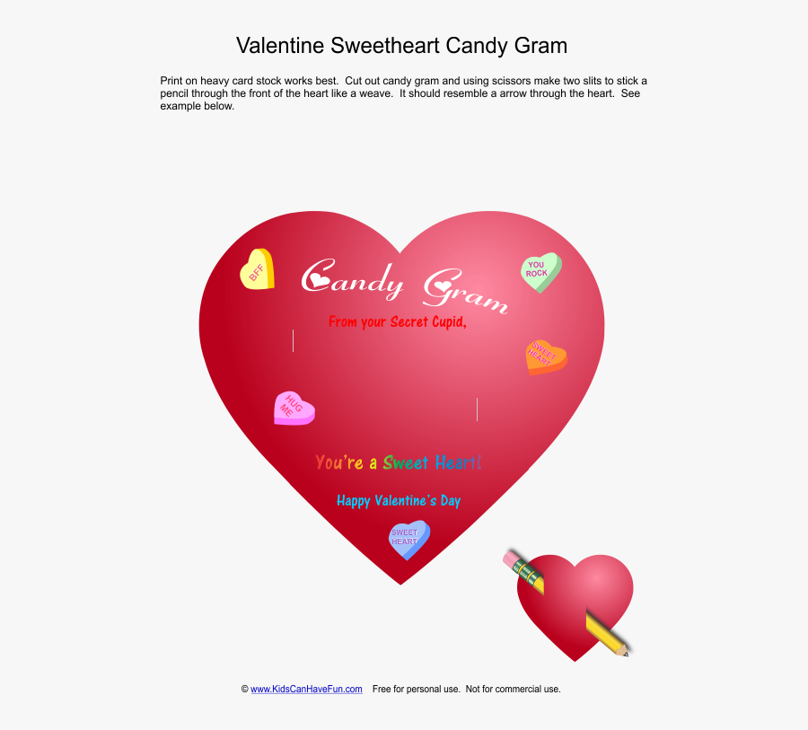 February Clipart Valentine Candy Gram - Valentine Day Heart Candy Gram, Transparent Clipart