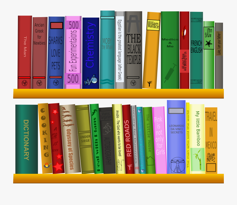 Book Titles Converted To Paths Clip Arts - Books On Shelf Clipart, Transparent Clipart