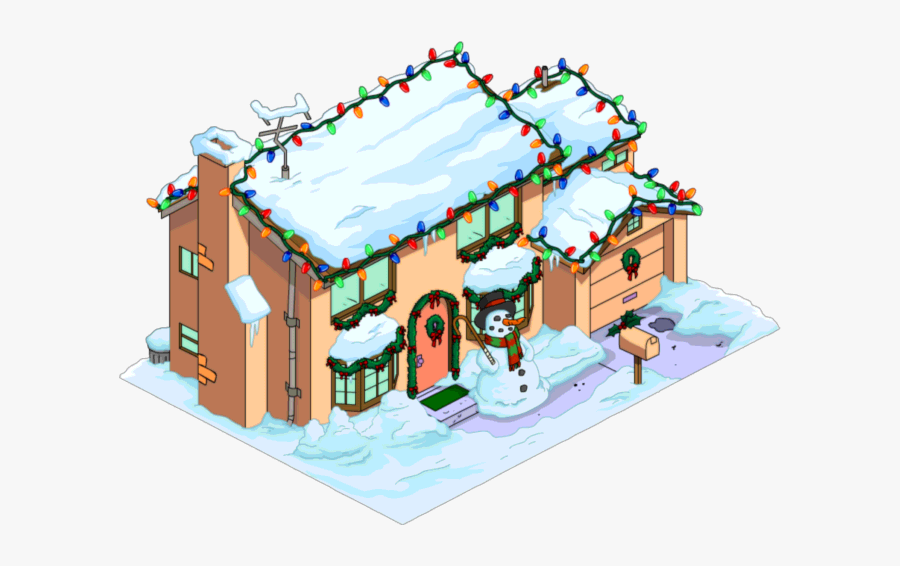 Simpsonshouse Decorated Transimage - Christmas House Decorations Png, Transparent Clipart