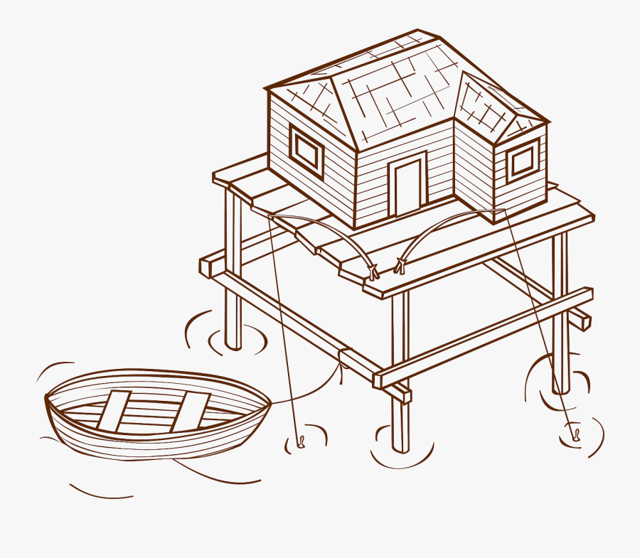 Moorings Home Medieval Free Picture - Stilt House Clip Art Black & White, Transparent Clipart