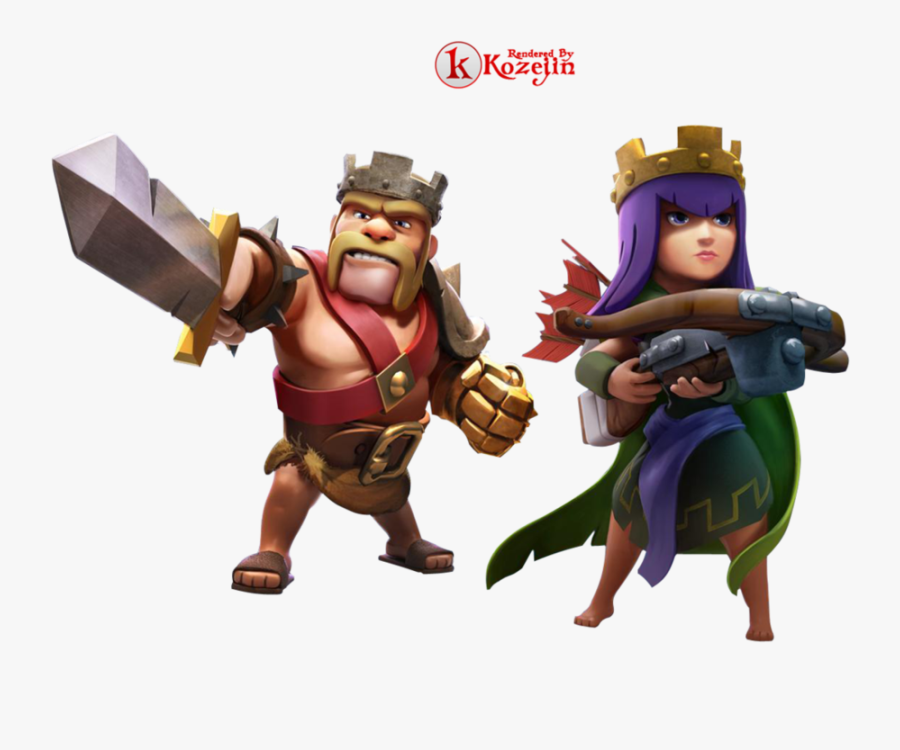 Clip Art Clan Barbarian King And - Clash Of Clans King And Queen, Transparent Clipart
