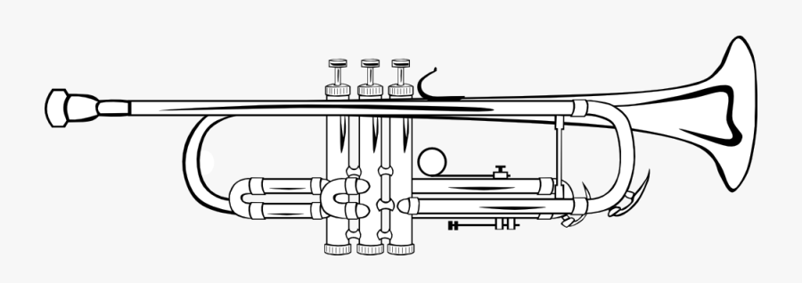 Trumpet Black And White, Transparent Clipart