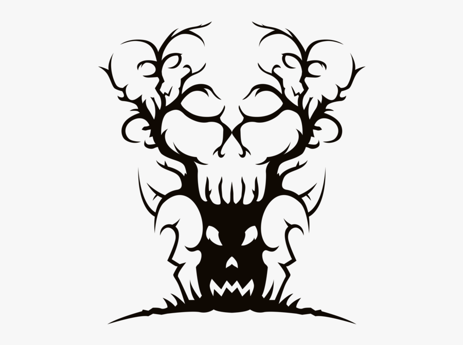 Halloween Dark Tree Png - Spooky Scary Halloween Drawings, Transparent Clipart