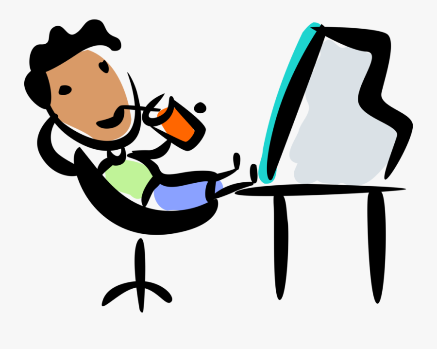 Vector Illustration Of Businessman Relaxes At Office - Relax Clipart Png, Transparent Clipart