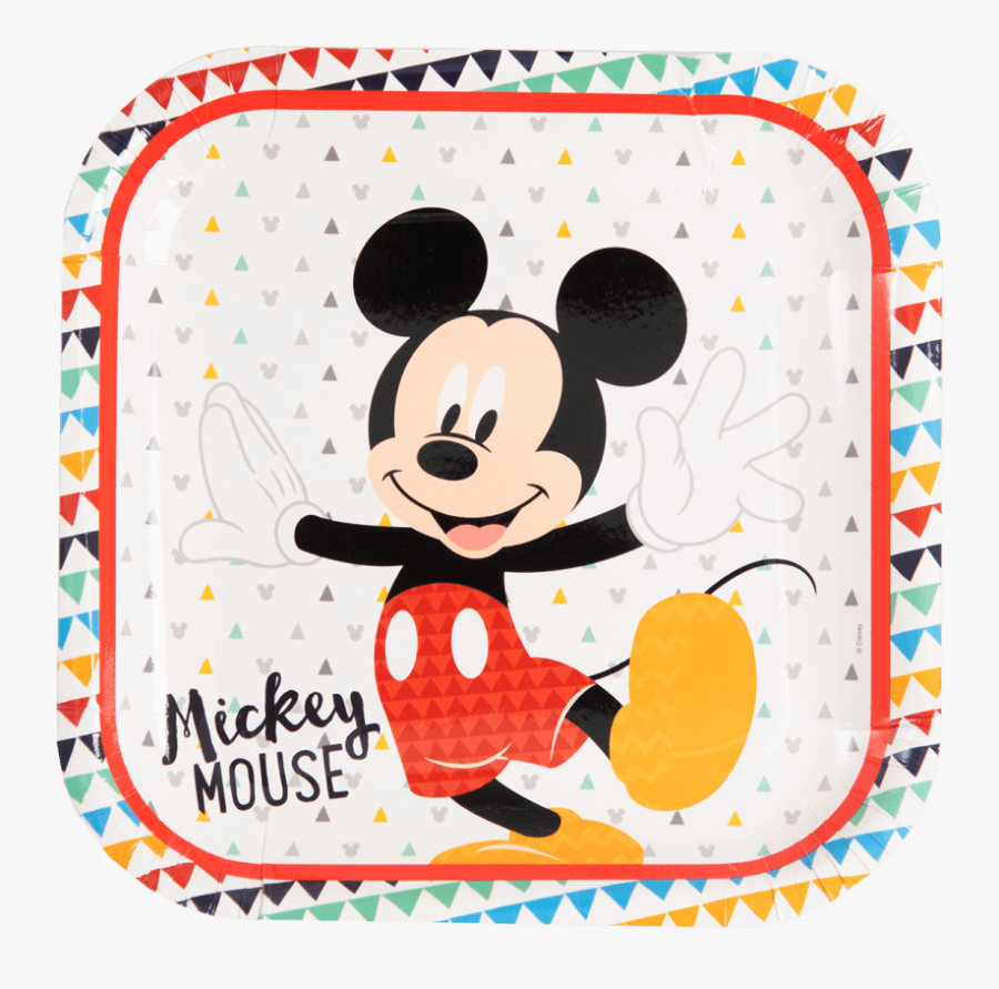 Disney Awesome Mickey Mouse Square Paper Plates - Plato Cuadrado Para Fiesta Con Imágenes Infantiles, Transparent Clipart