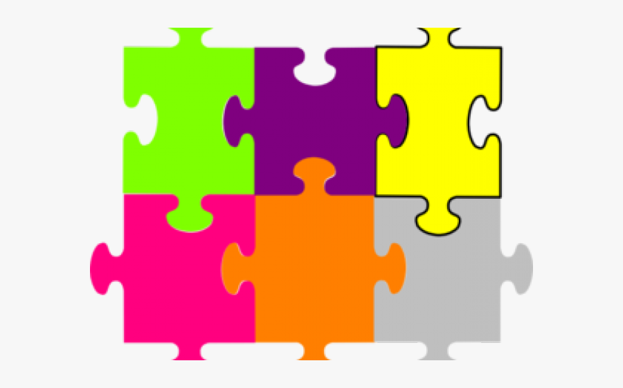 Transparent Jigsaw Puzzle Clipart - Blank Puzzle Pieces Colored, Transparent Clipart
