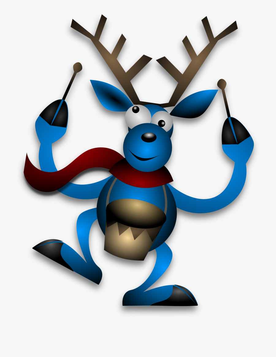 Dancing Reindeer 2 Clip Arts - Blue Reindeer, Transparent Clipart