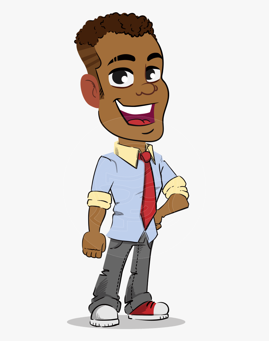 Simple Style Cartoon Of An African-american Guy - Cartoon African American Man Png, Transparent Clipart