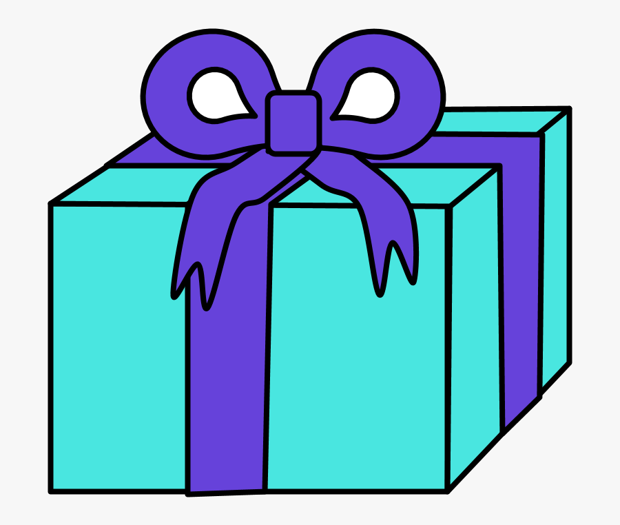 Gift, Blue Wrapping Paper, Purple Ribbon - Rectangular Prism With Cubic Units, Transparent Clipart