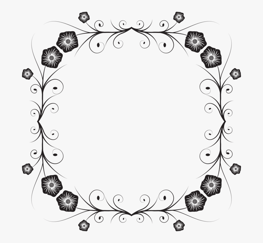 Picture Frame,line Art,flower - Flower, Transparent Clipart