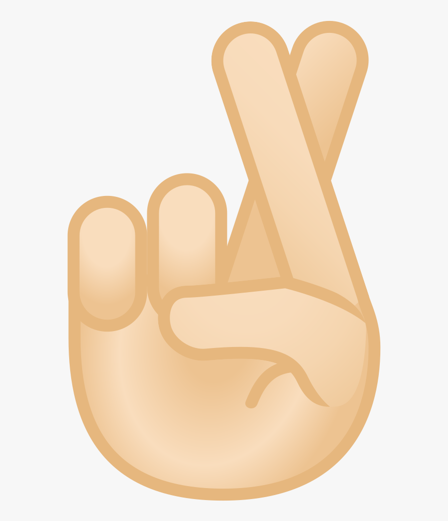 Crossed Fingers Light Skin Tone Icon - Cross Finger Emoji Black Background, Transparent Clipart