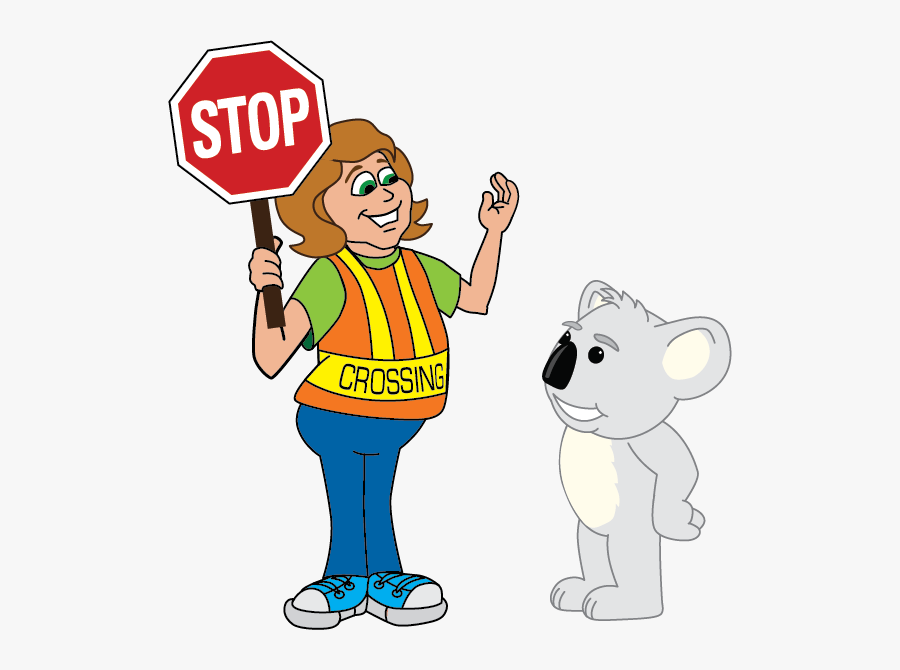 Crossing Guard With Koala - Stop Sign Clip Art, Transparent Clipart