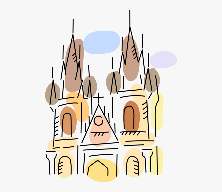 Vector Illustration Of Christian Church Cathedral House, Transparent Clipart