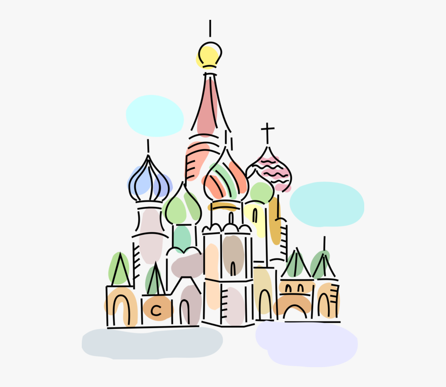 Vector Illustration Of St Basil"s Christian Church - Illustration, Transparent Clipart