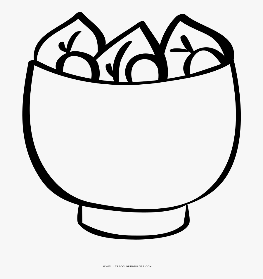 Salad Bowl Coloring Page - Line Art, Transparent Clipart
