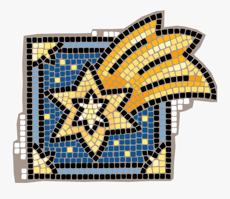 Vector Illustration Of Decorative Mosaic Shooting Star - Shooting Star Mosaic, Transparent Clipart