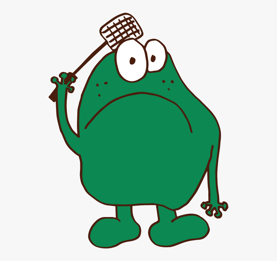 Ein Frecher Frosch Mit Fliegenklatsche - Fliegenklatsche Clipart, Transparent Clipart