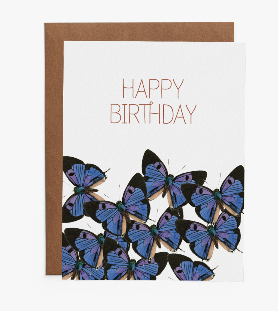 Happy Birthday With Butterflies - Greeting Card, Transparent Clipart