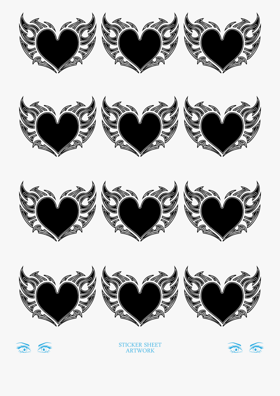 Flaming Heart Sticker Black Clip Arts - Heart, Transparent Clipart