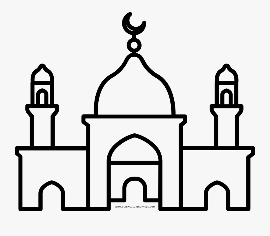 Mosque Coloring Page - Drawing Mosque, Transparent Clipart